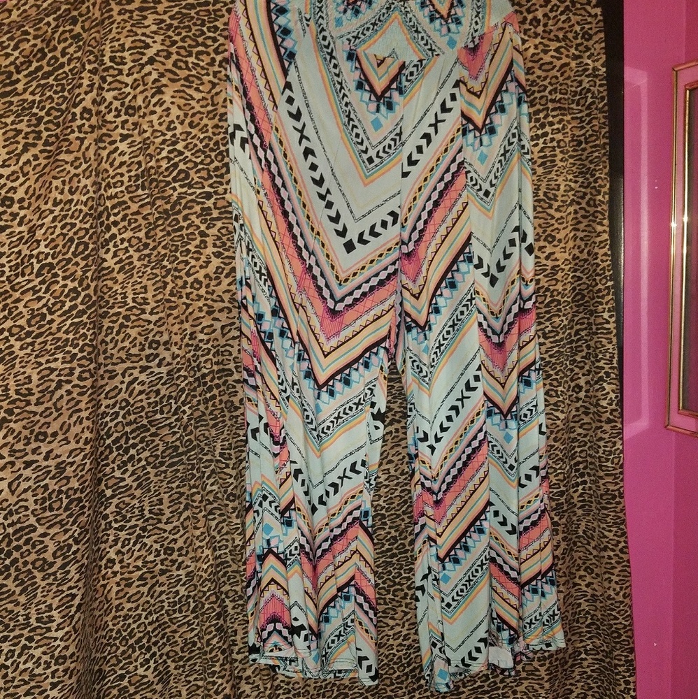 Colorful Pattern Wide Leg(High Waisted)Pants